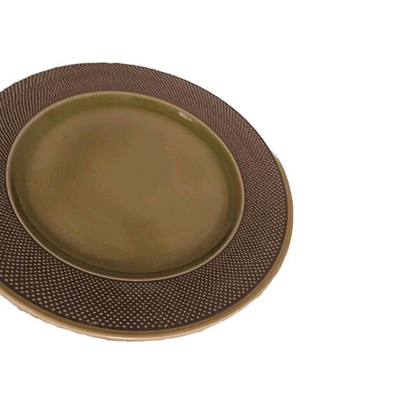 Fuji Iron Stone Chop Plate 10" Made in Japan Moss Green Textured Pattern Vintage - Picture 9 of 15